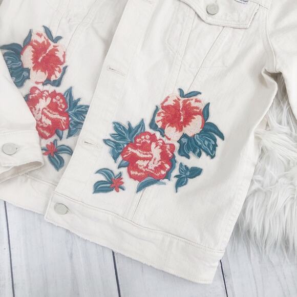 🆕 Anthropologie Mother Bruiser Cropped Embroidery Denim Jacket Size Medium - Picture 4 of 8